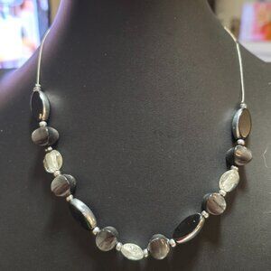 Black and Clear Beaded Necklace